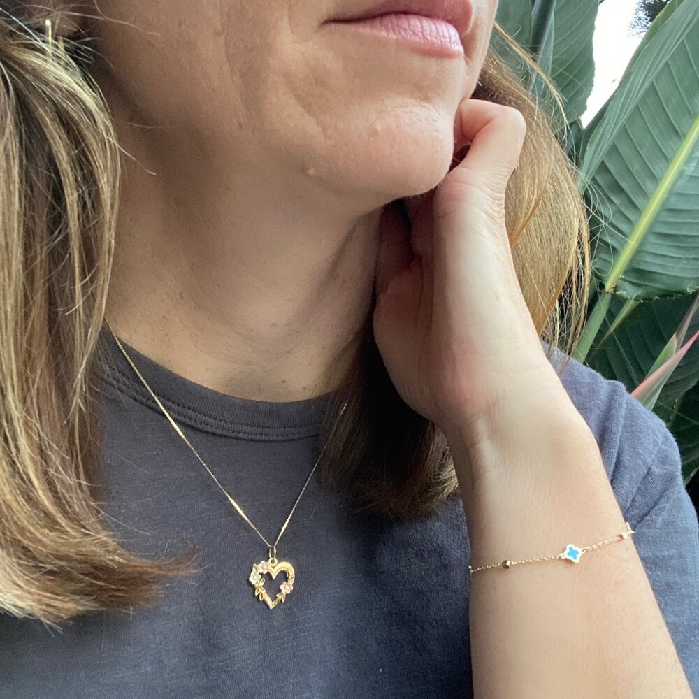Vintage 14K Black Hills Gold Floral Heart Pendant